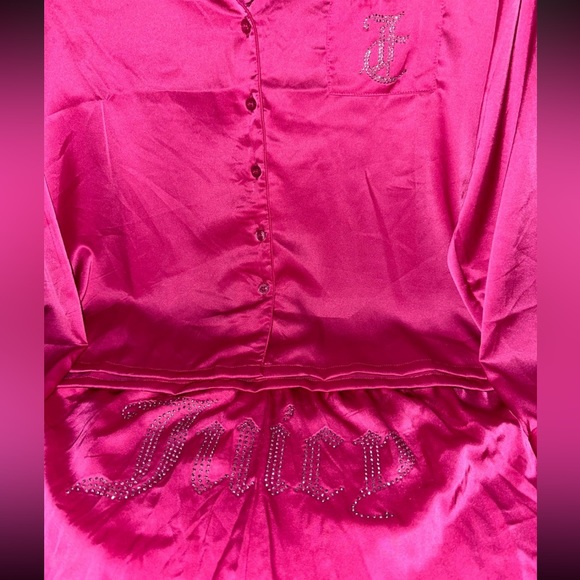 Juicy Couture Satin Silk Pink Pajama Set in Size Large - Picture 5 of 9